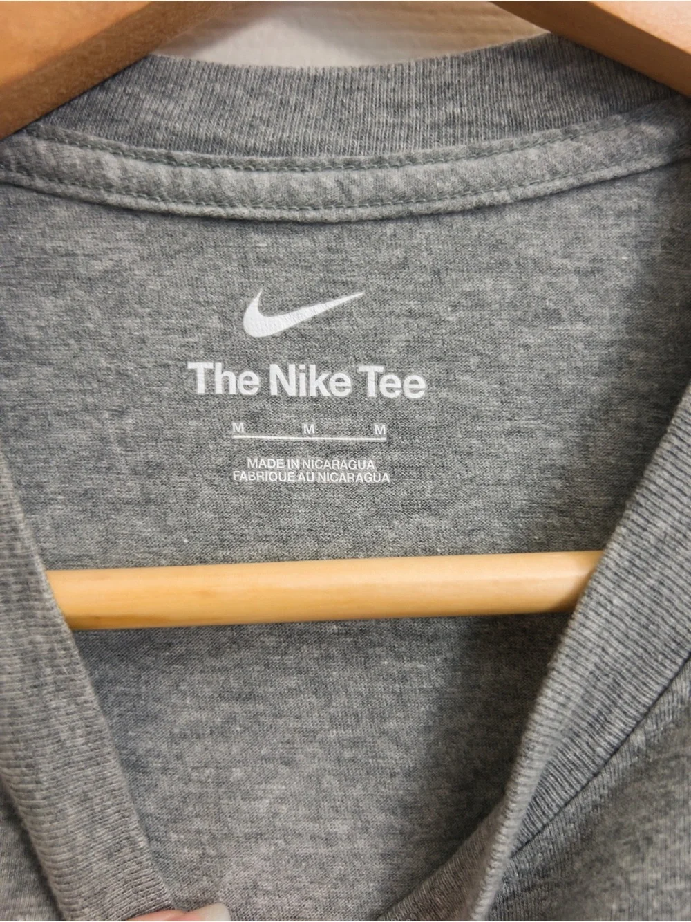 Nike Gray Crewneck T-Shirt with Black, Orange and White Logo